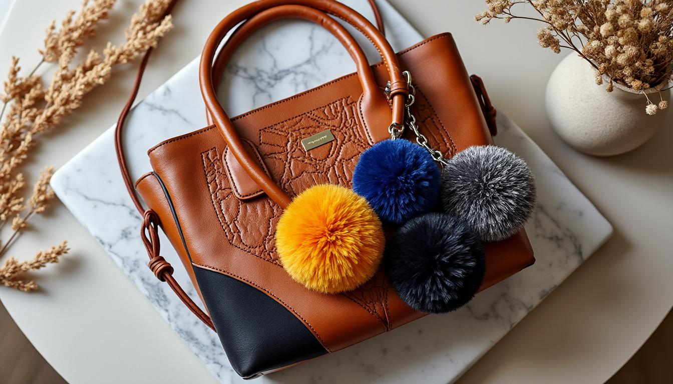 découvrez notre collection unique de bijoux de sac pompon en cuir faits main, alliant élégance et savoir-faire artisanal pour sublimer votre style.