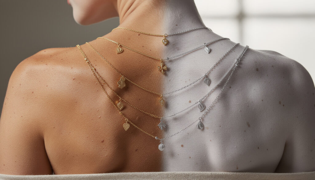 découvrez comment choisir entre bijoux de dos dorés ou argentés en fonction de la couleur de votre peau pour sublimer votre look avec élégance.