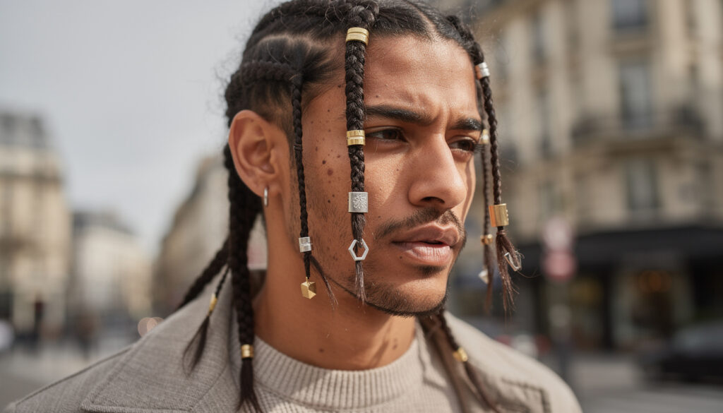 découvrez notre sélection exclusive de bijoux de cheveux pour tresses afro hommes, alliant style et originalité pour un look unique et affirmé.