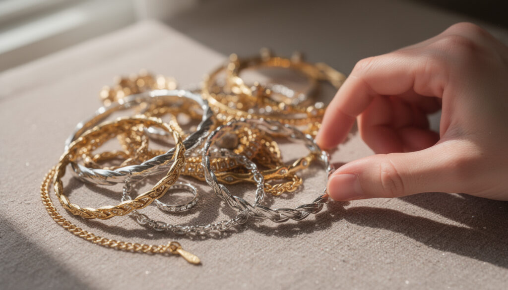 découvrez nos conseils d'experts pour mélanger bijoux en or et en argent avec style et élégance, sans commettre de faux pas.